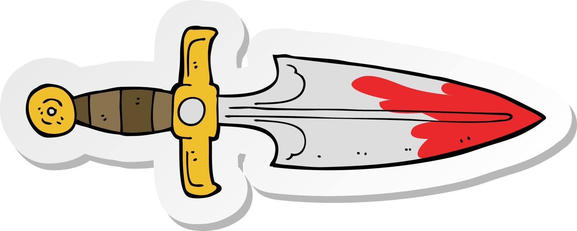 sticker of a cartoon bloody dagger vector