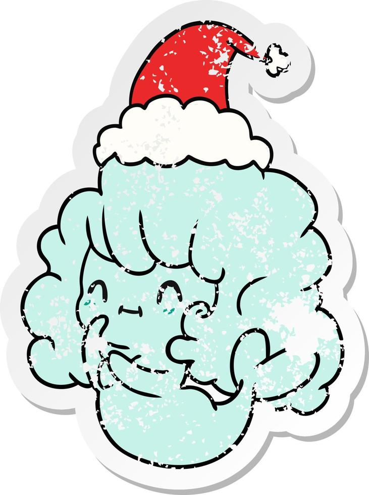 christmas distressed sticker cartoon of kawaii ghost vector