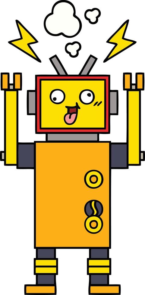 lindo robot de dibujos animados que funciona mal vector