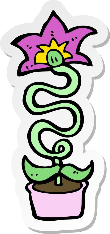 sticker of a cartoon flower vector