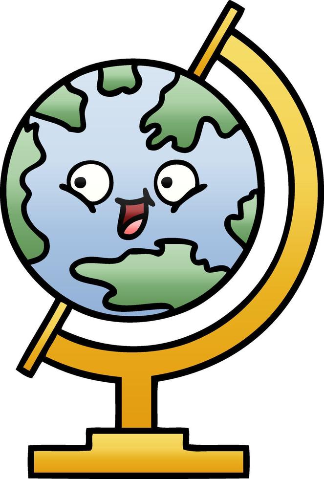 gradient shaded cartoon globe of the world vector