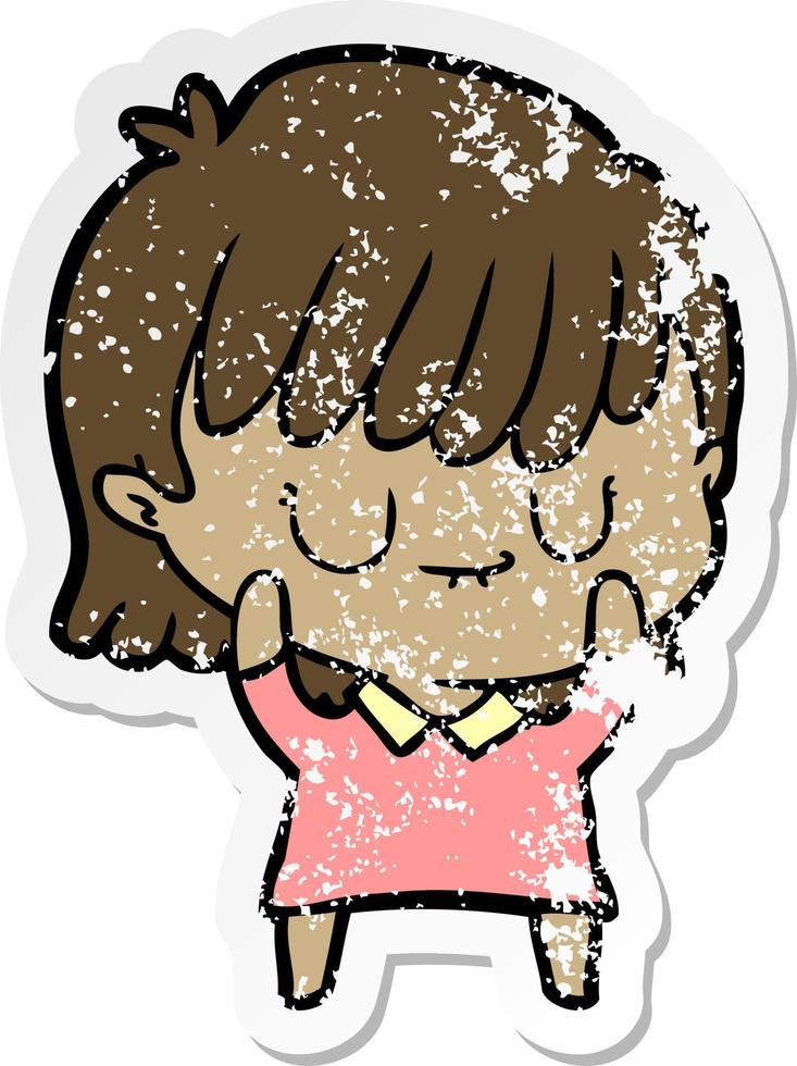 distressed sticker of a cartoon woman vector
