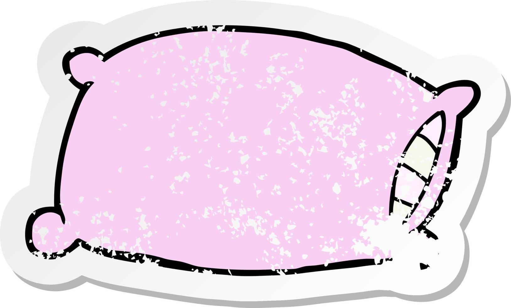 retro distressed sticker of a cartoon pillow vector