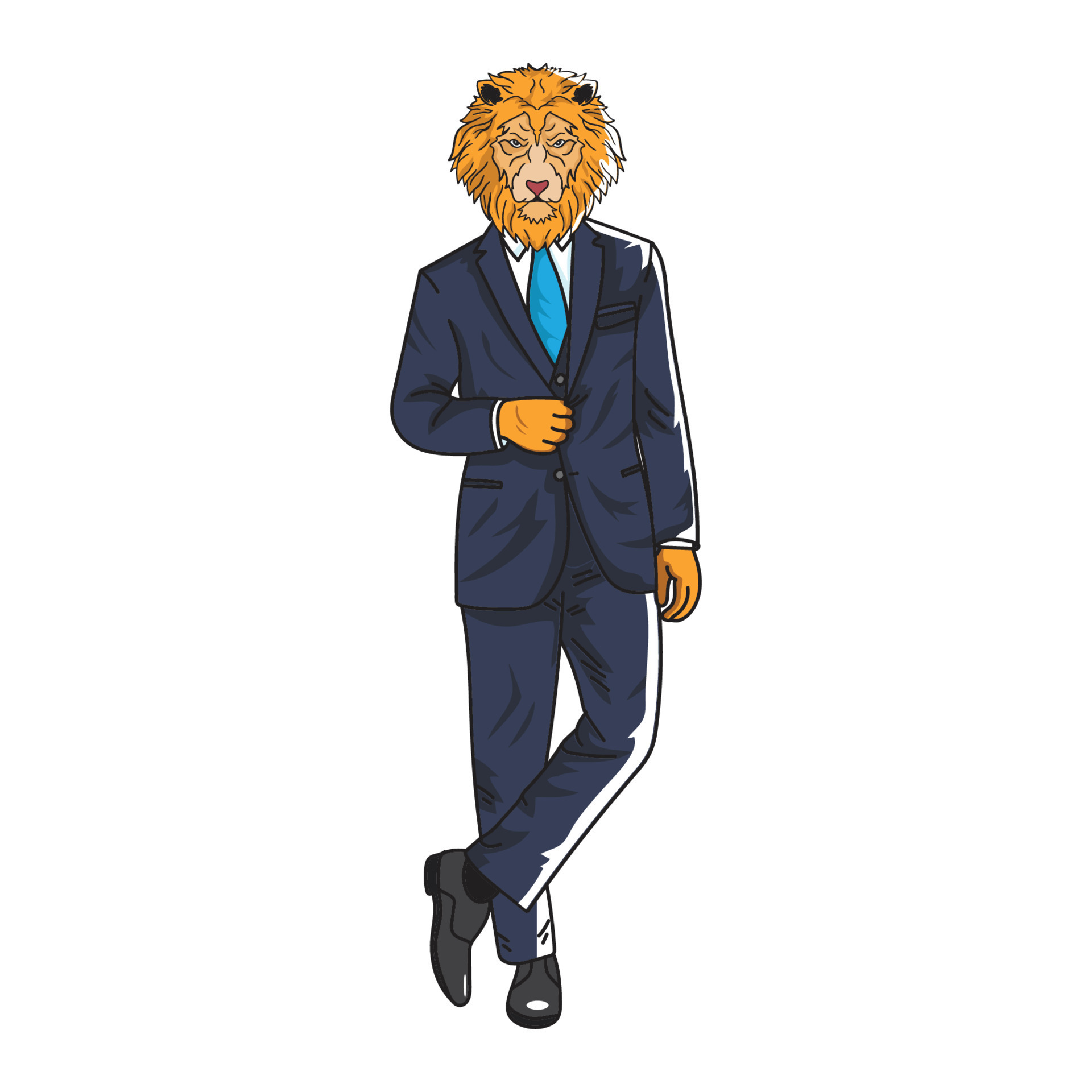 lion business suit cartoon character serious 11764824 Vector Art at Vecteezy