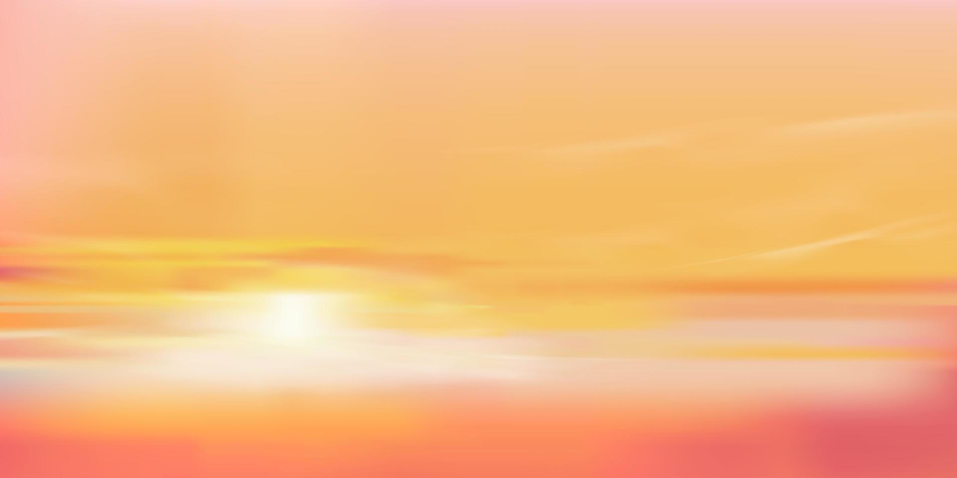 amanecer en la mañana con cielo naranja, amarillo y rosa, espectacular paisaje crepuscular con puesta de sol en la noche, pancarta de cielo de horizonte de malla vectorial de puesta de sol o luz solar durante cuatro estaciones de fondo vector