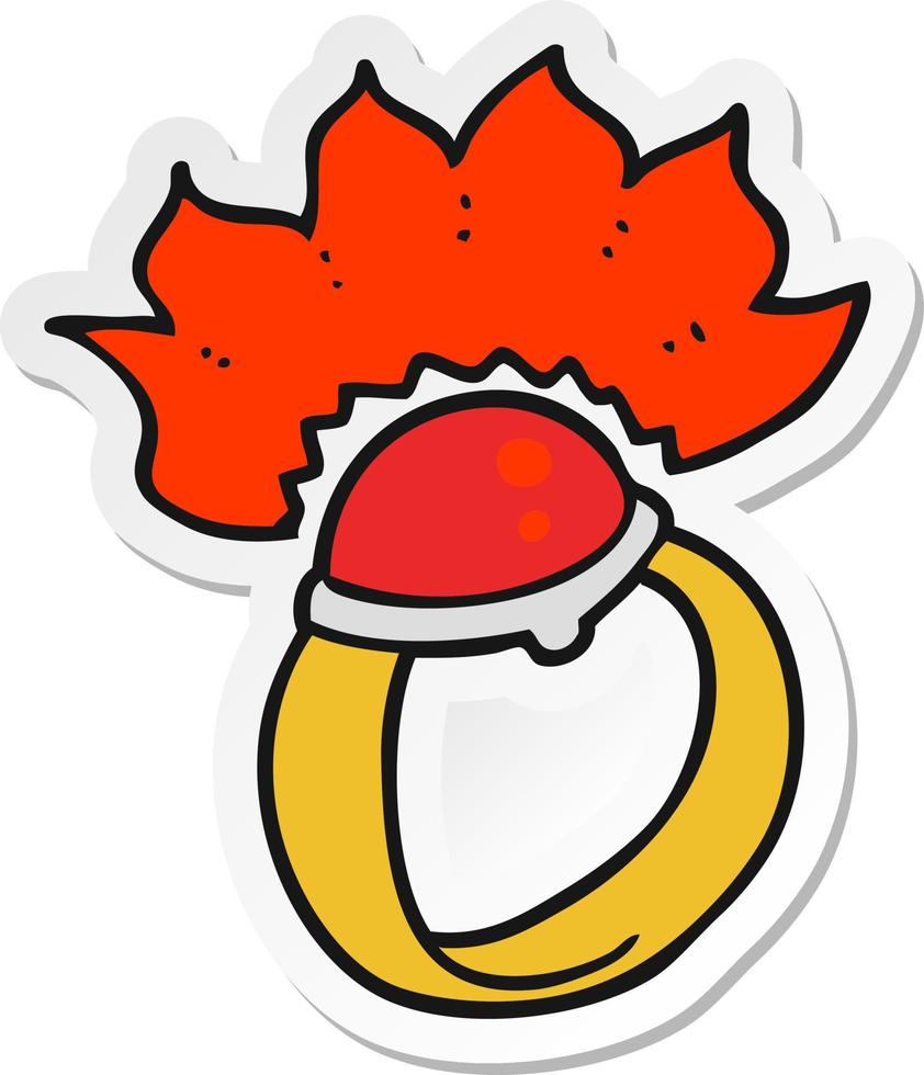 sticker of a cartoon magic ruby ring vector