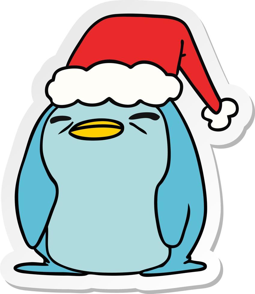 christmas sticker cartoon of kawaii penguin vector