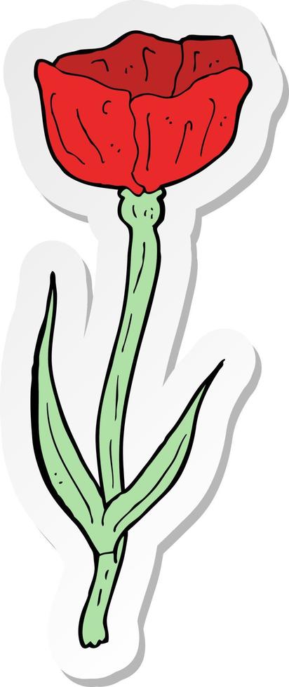 sticker of a cartoon poppy vector
