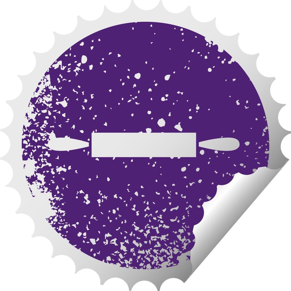 distressed circular peeling sticker symbol rolling pin vector