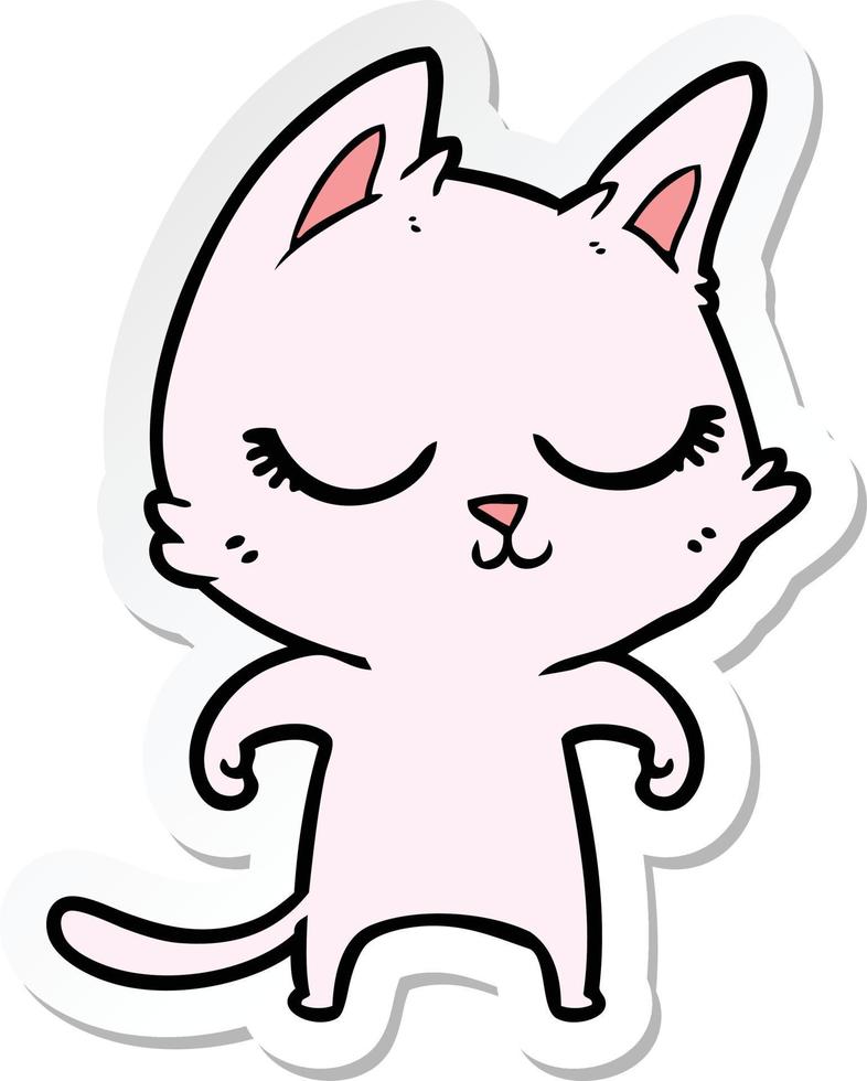 sticker of a calm cartoon cat vector