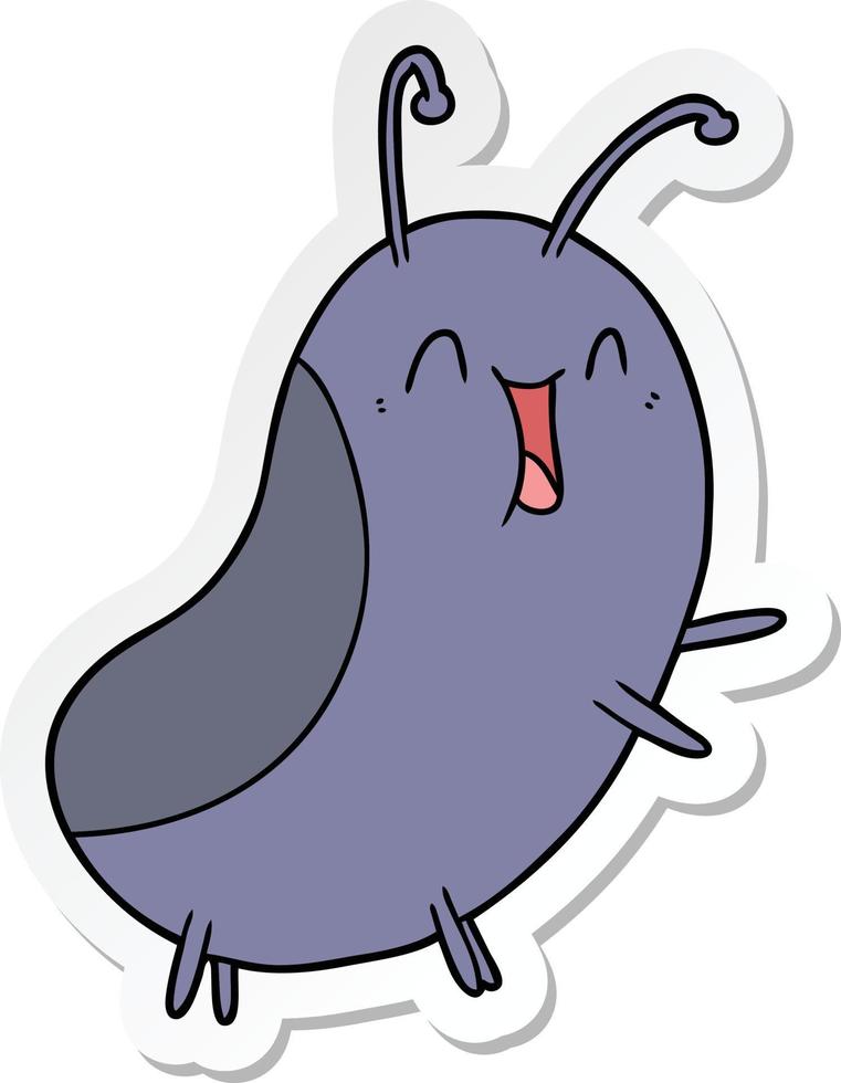 sticker of a cartoon happy bug vector