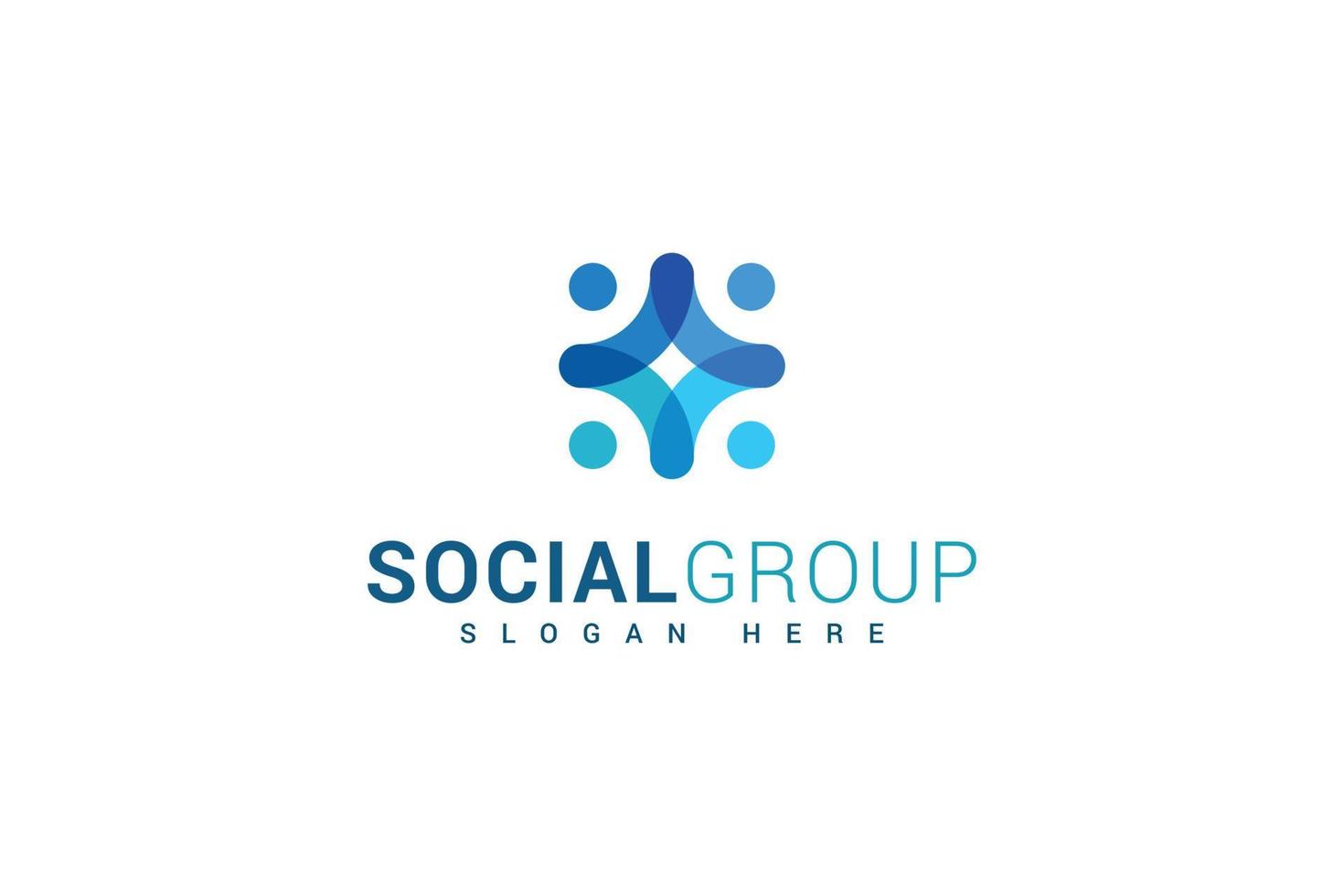 Social group and unity blue color logo vector