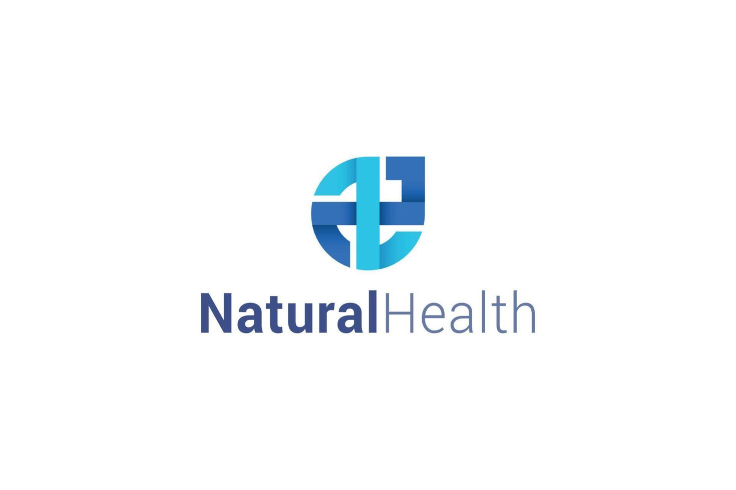 logotipo de salud de gota natural de color azul cruzado médico vector
