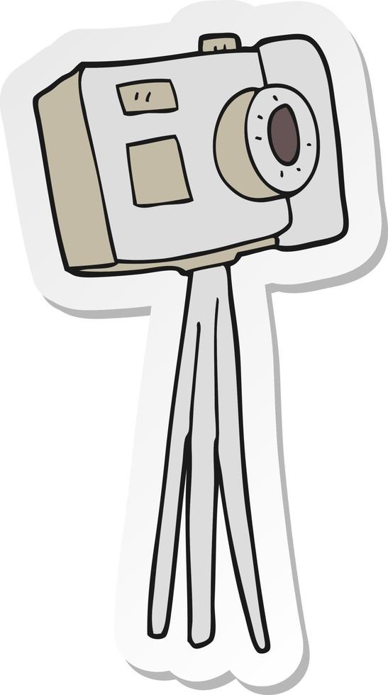 sticker of a cartoon camera on tripod vector