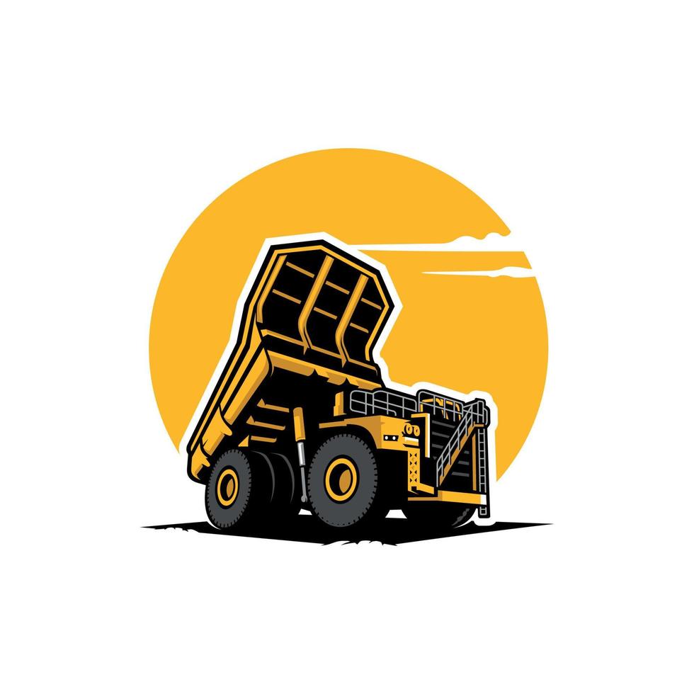 dump truck, earth mover illustration logo vector