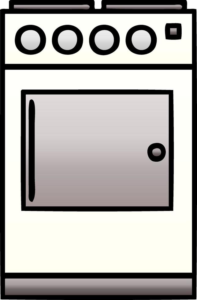 gradient shaded cartoon oven and cooker vector