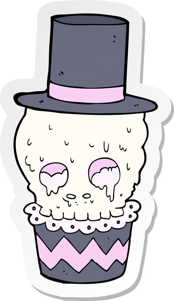 sticker of a spooky cupcake cartoon vector