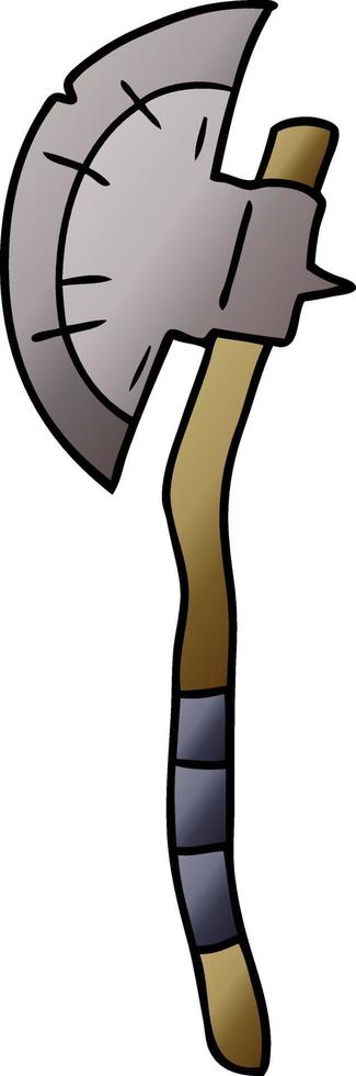 gradient cartoon doodle of a medievil axe vector