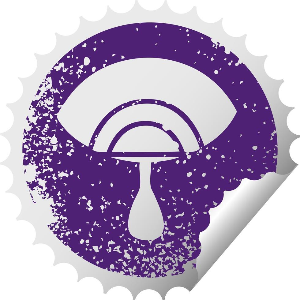 distressed circular peeling sticker symbol crying eye vector