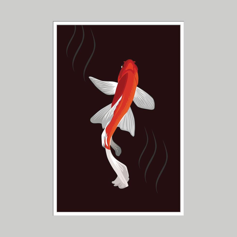 Red koi fish long tail vector