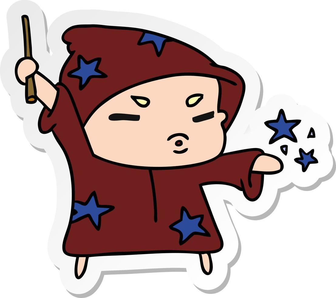 sticker cartoon  cute kawaii wizard child vector