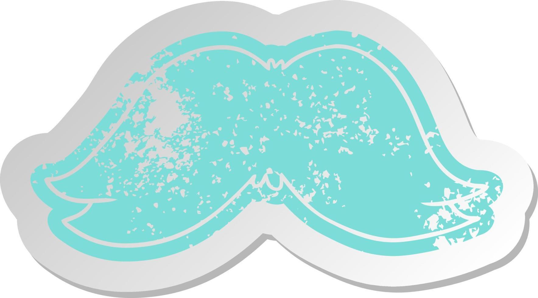 distressed old sticker of a mans moustache vector