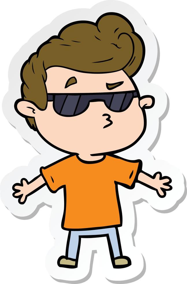 sticker of a cartoon cool guy vector