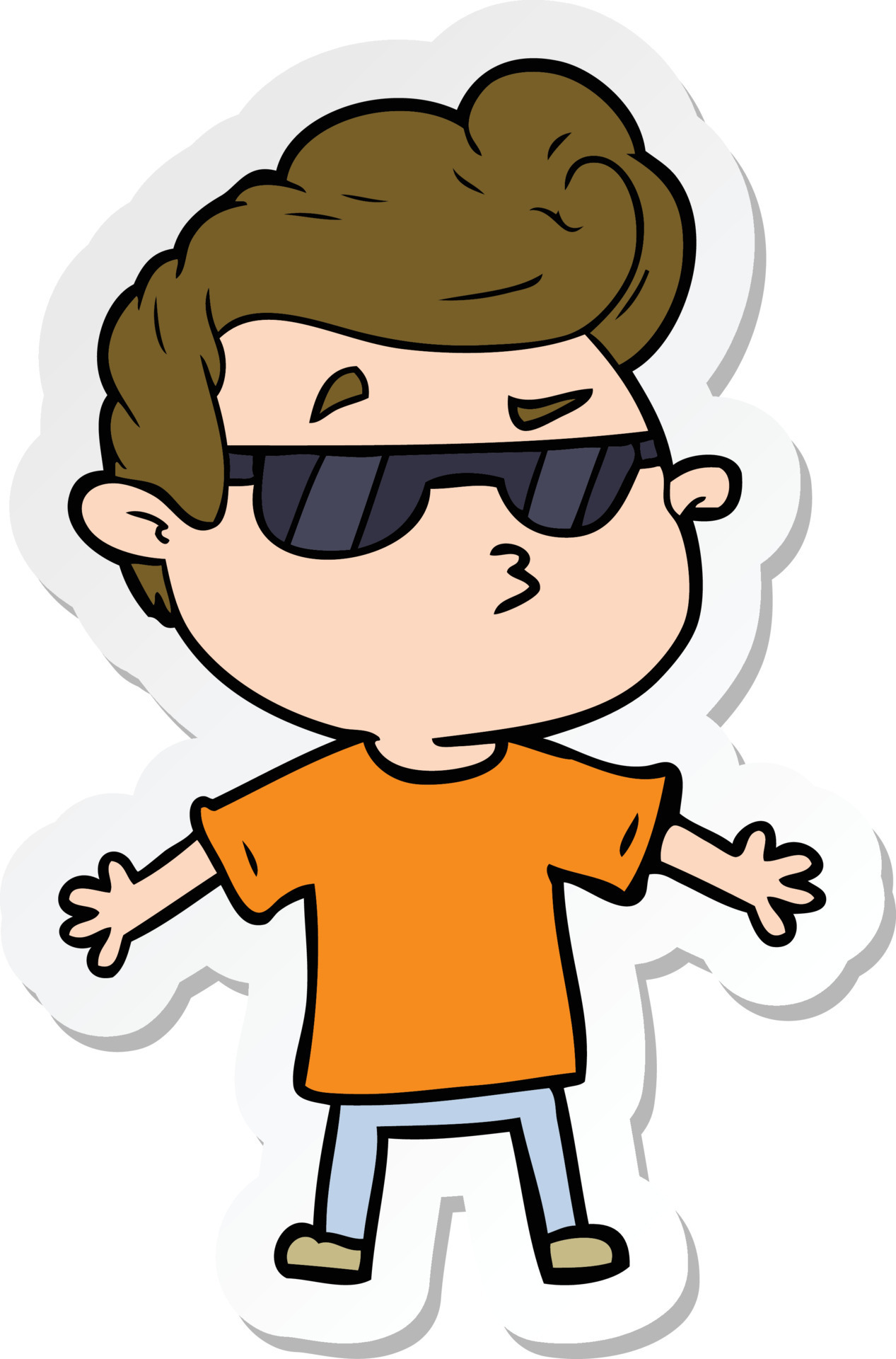 sticker of a cartoon cool guy 11765288 Vector Art at Vecteezy