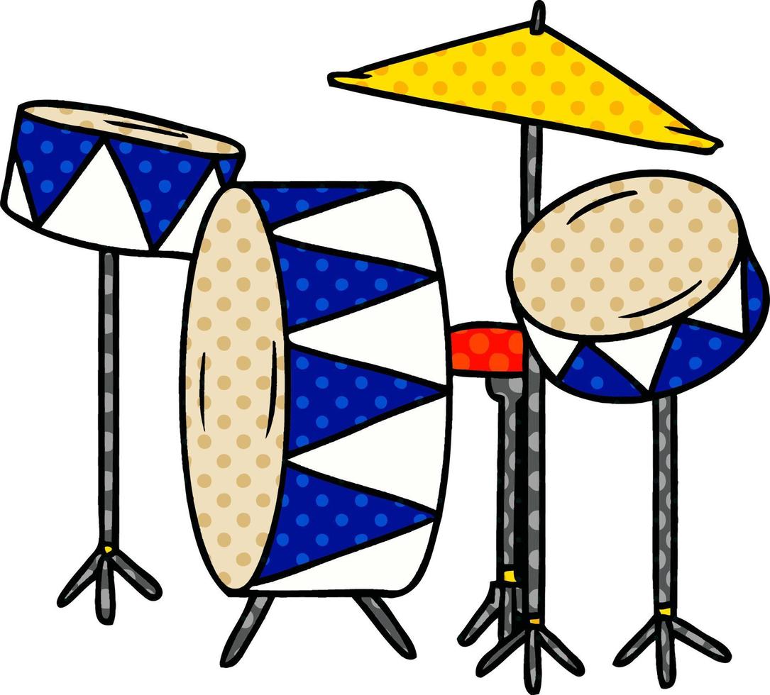 cartoon doodle of a drum kit vector