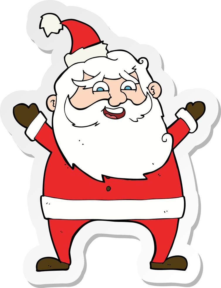 sticker of a jolly santa cartoon vector