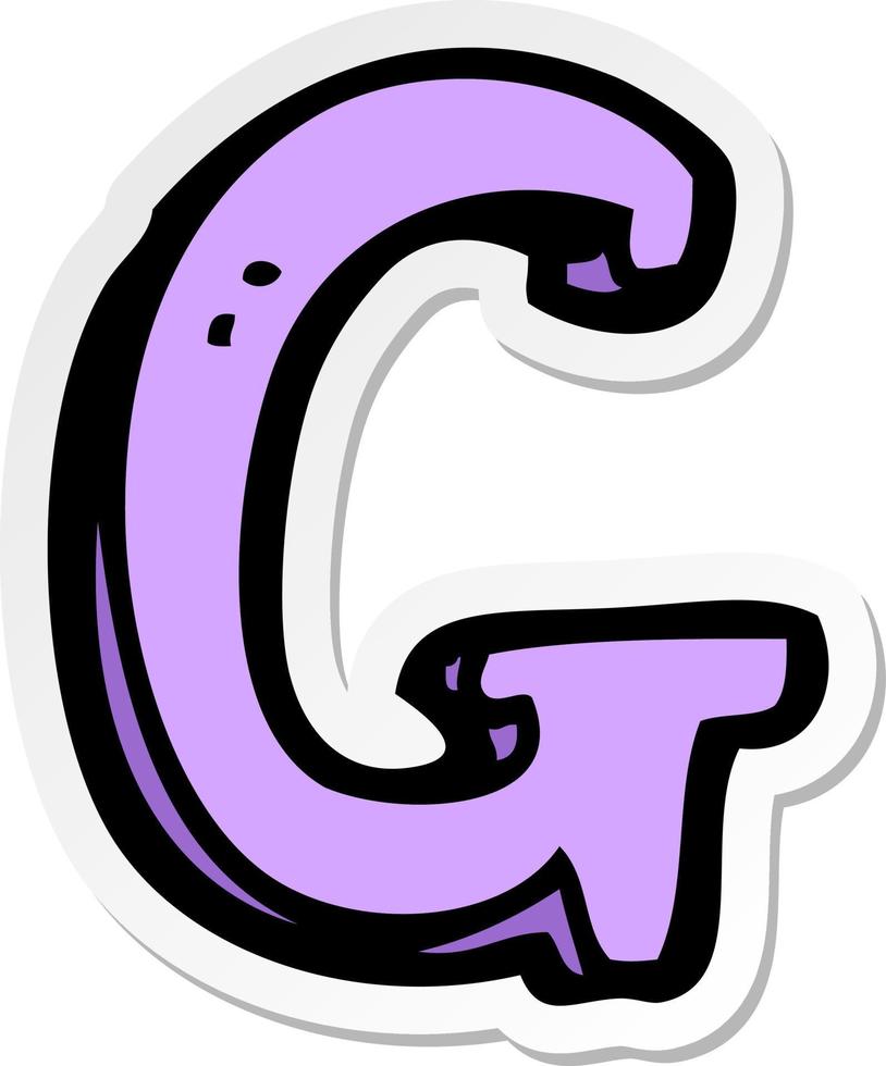 sticker of a cartoon letter G vector