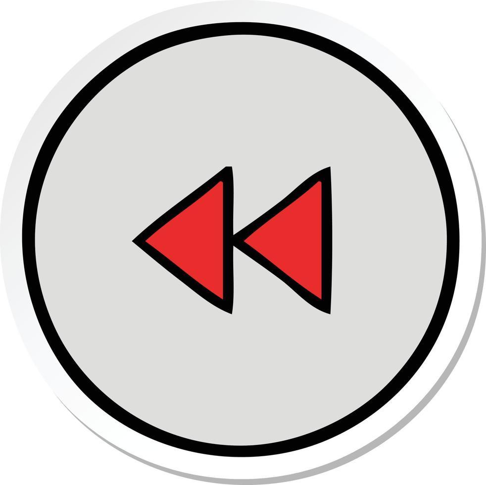 sticker of a cute cartoon rewind button vector