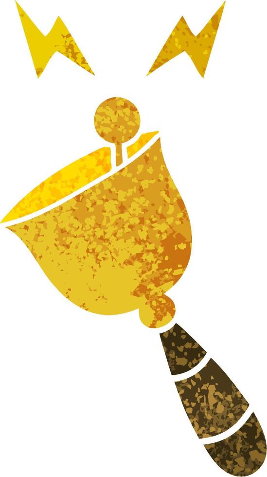 retro illustration style cartoon ringing hand bell vector