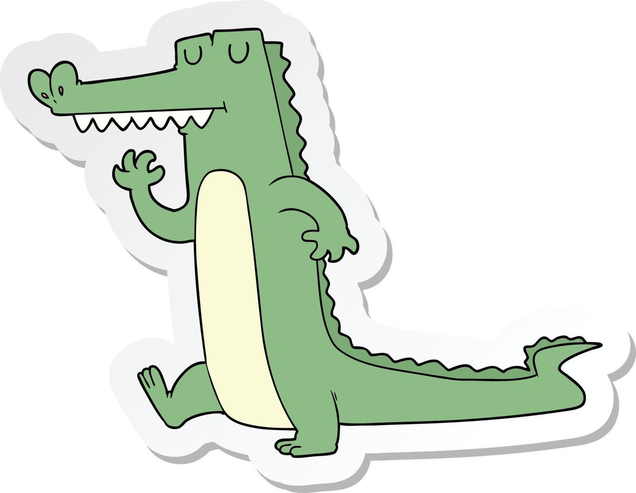 sticker of a cartoon crocodile vector