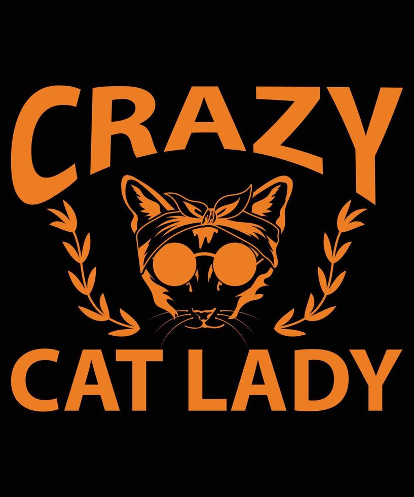 Crazy Cat Lady Vector T-Shirt Design Template