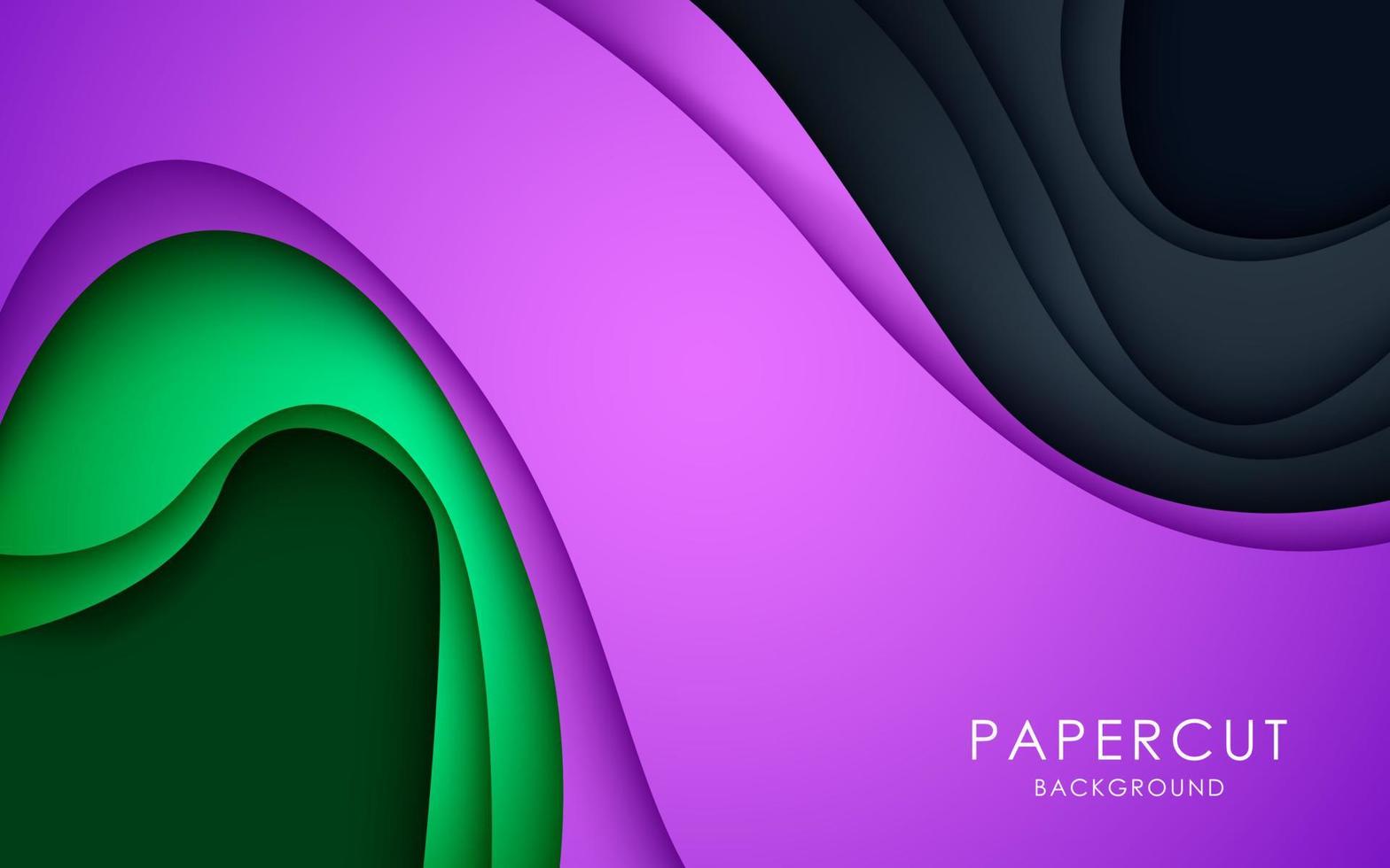 modern abstract purple, black, green papercut wavy background. eps10 vector