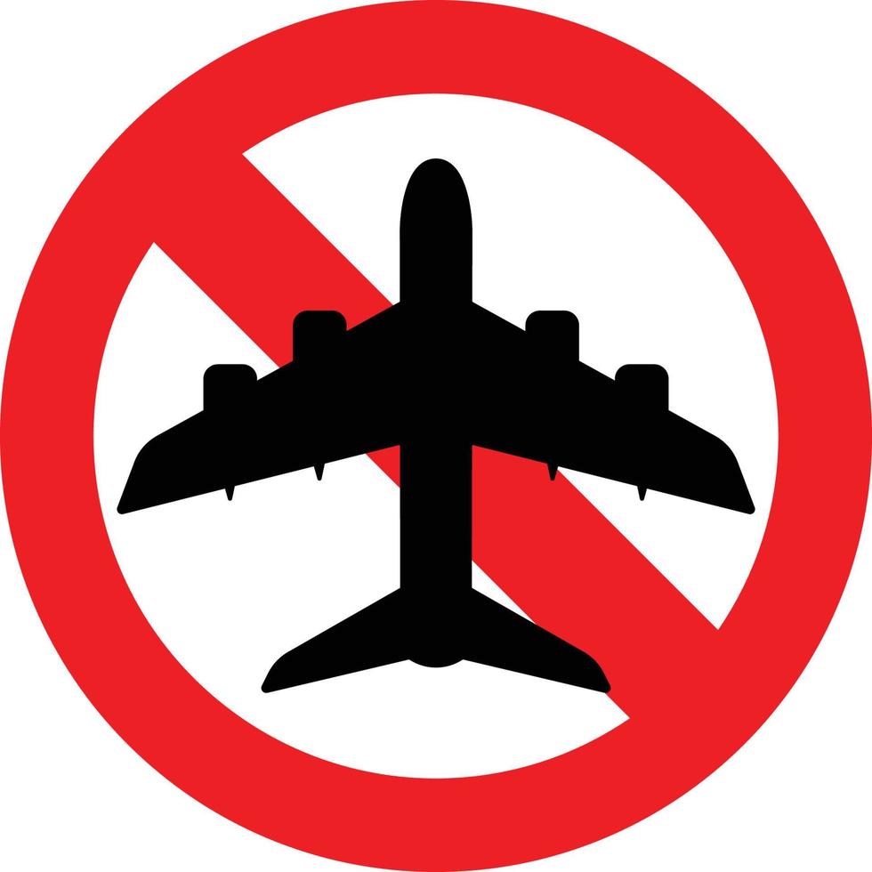 No Fly Zone Plane Red Restricted Sign Symbol Icon On White vector