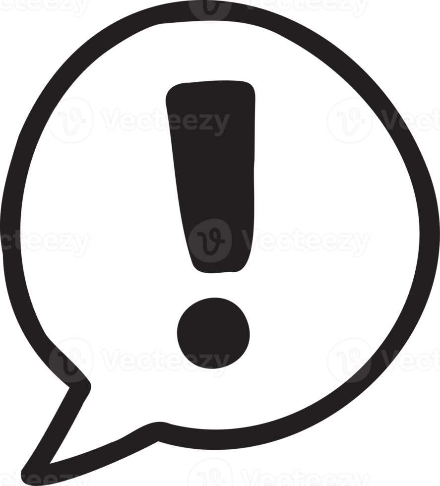 ponto de exclamação desenhado à mão e ilustração de caixa de fala png