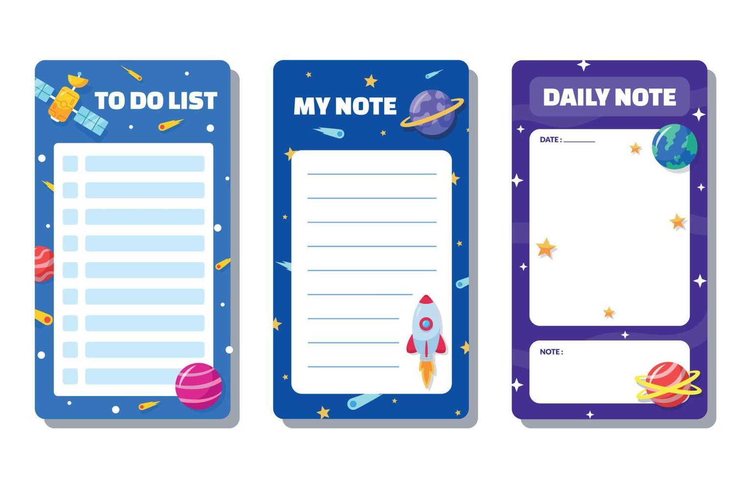 Cute Journal Template Outer Space Concept vector