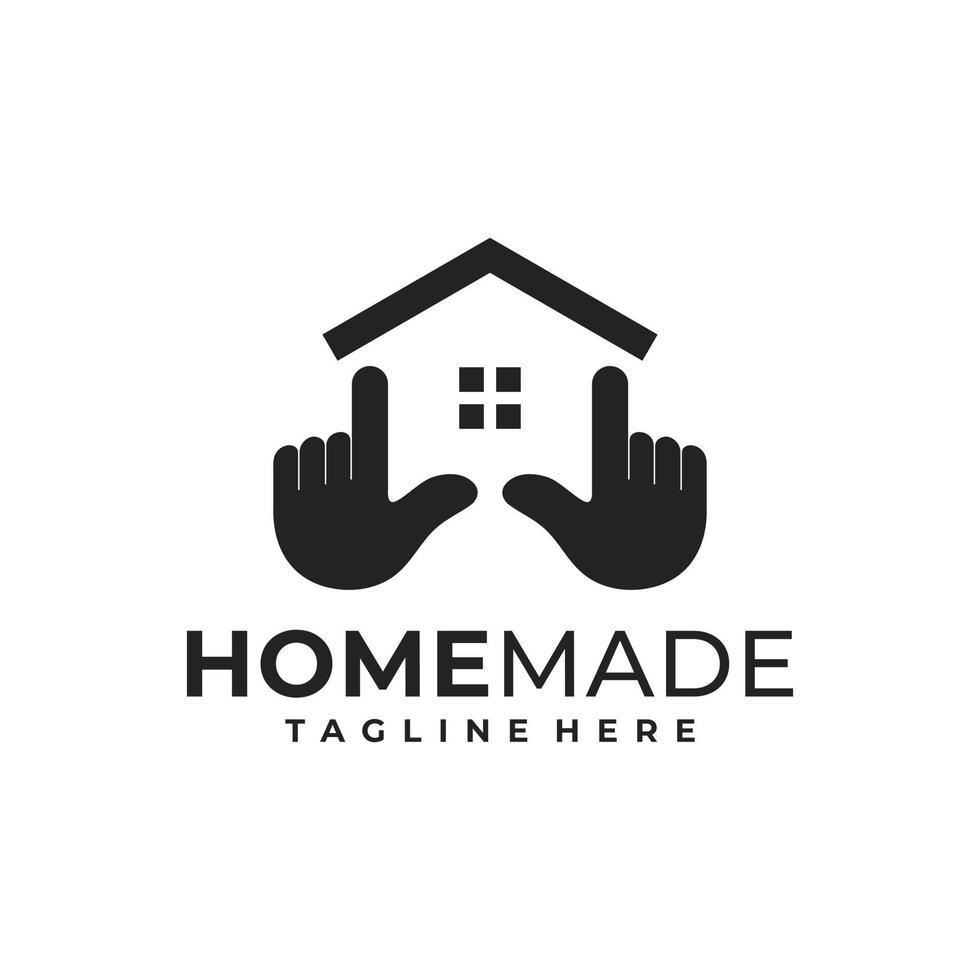 creative of home and hand logo design template vector
