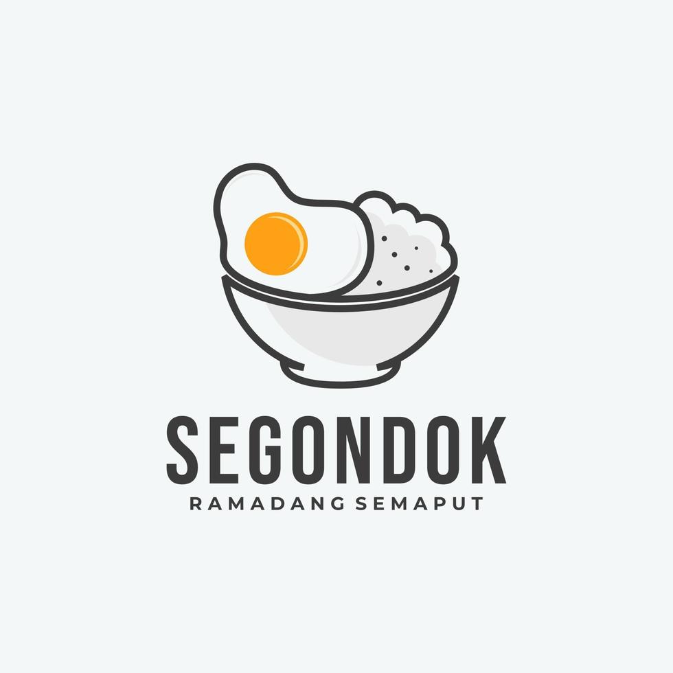 creative food logo, rice and eggs in bowl vector