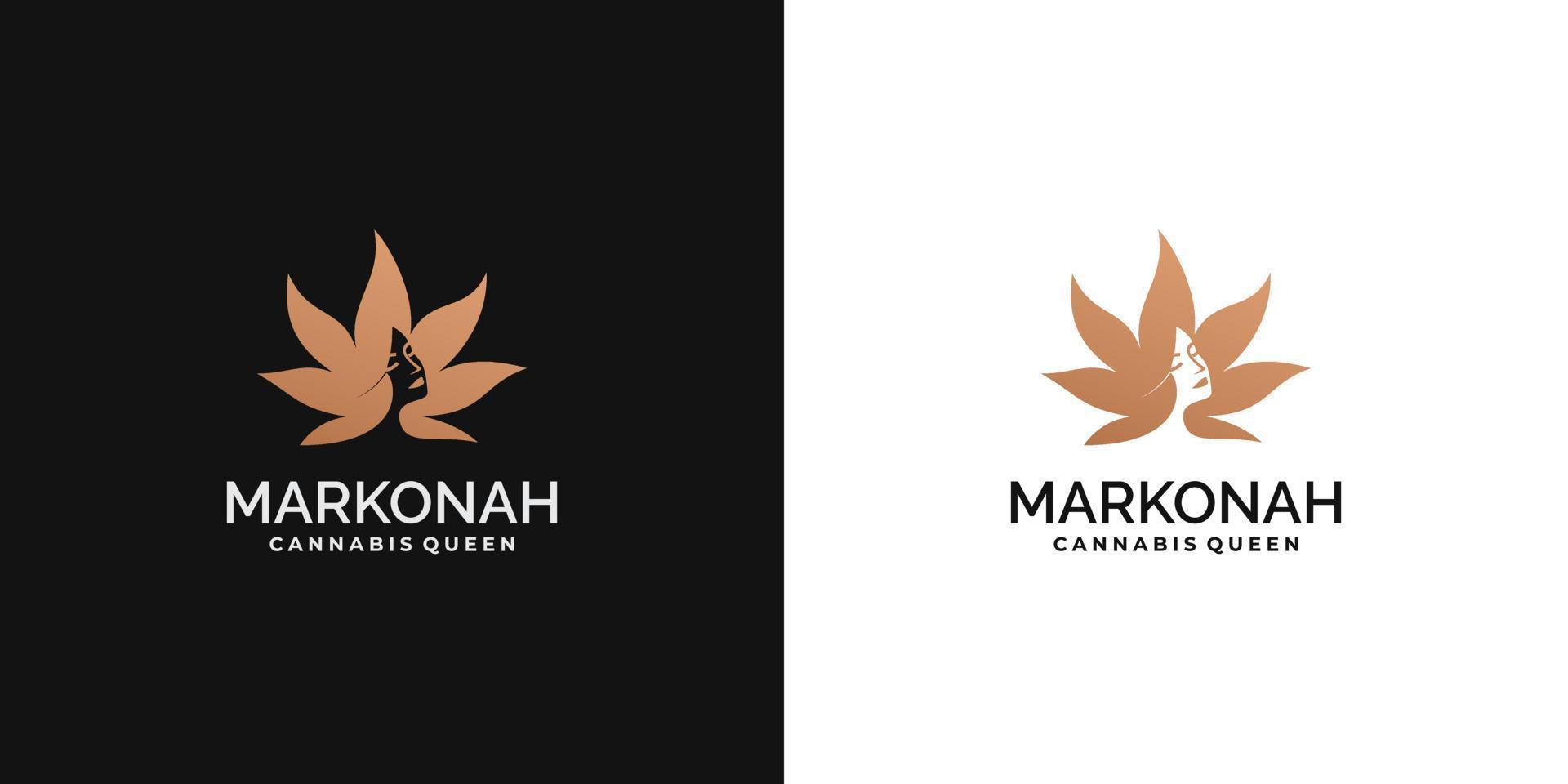 Beauty Woman Logo Design With hemp leaf concept vector