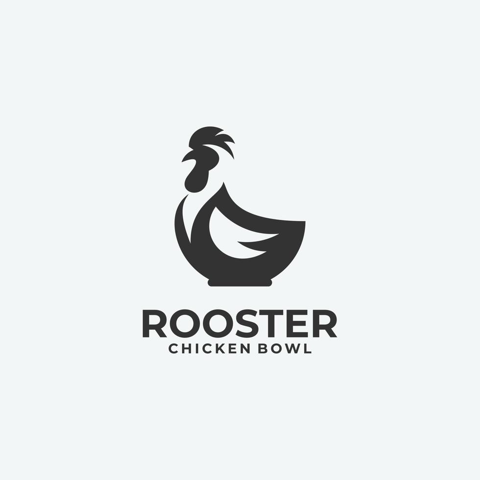 creative rooster logo with bowl concept vector