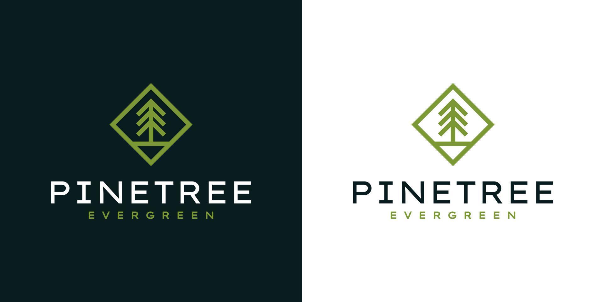 logotipo de pino simple moderno logotipo exterior, marca de aventura vector