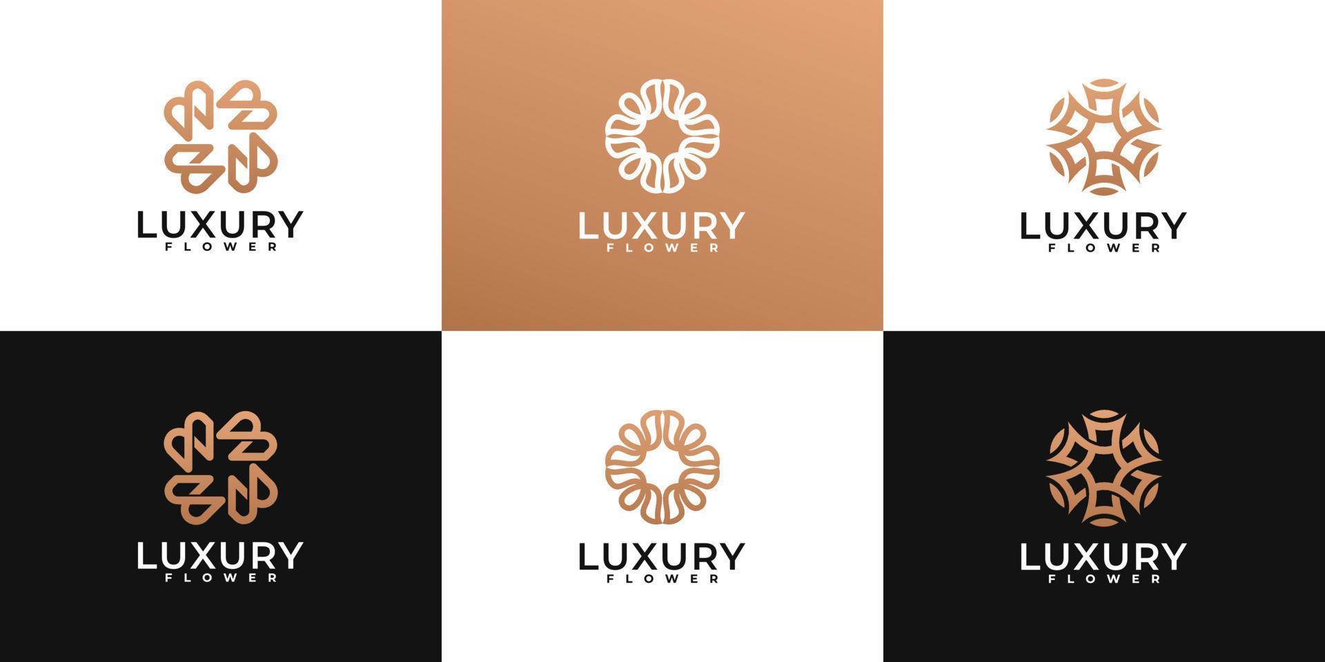 minimalist luxury flower logo design collection vector