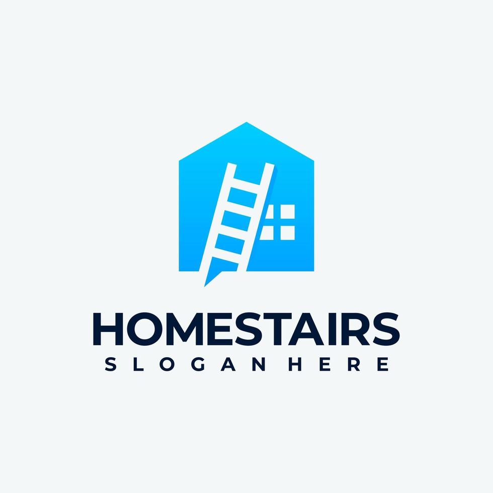 creative gradient home stairs logo design idea, vector