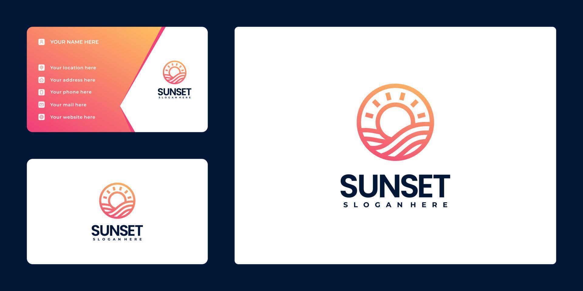 gradient simple sunset linear logo vector