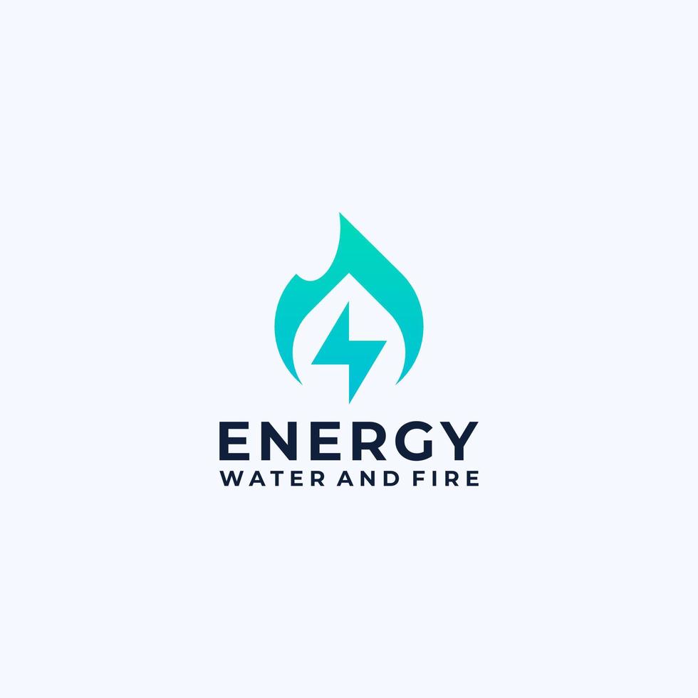 icono del logotipo de energía de agua y fuego vector