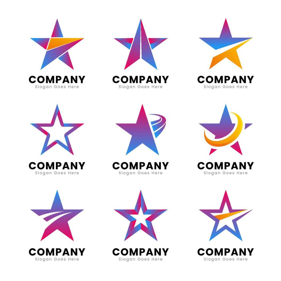 colección de logotipos de estrellas degradadas vector