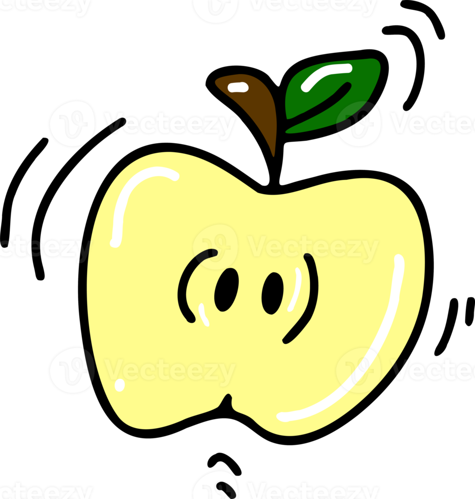 manzana en rodajas de dibujos animados de doodle png